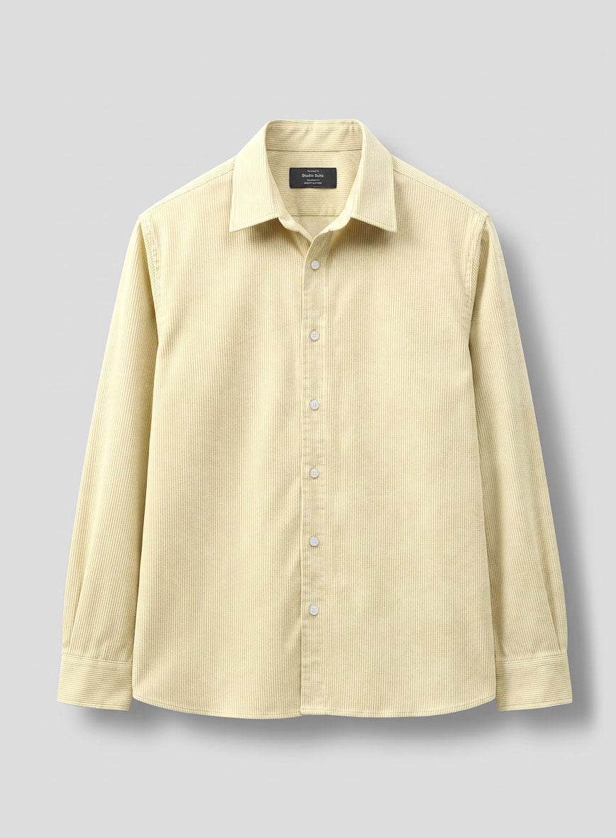 Light Beige Stretch Pin Corduroy Shirt - StudioSuits