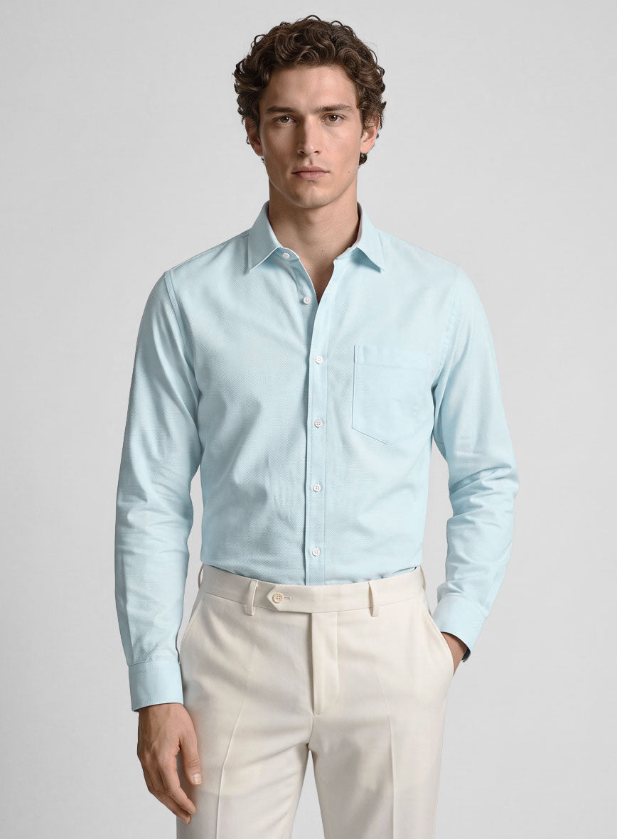 Light Blue Stretch Poplene Shirt - StudioSuits