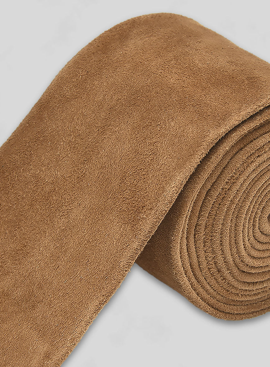 Light Brown Suede Leather Tie - StudioSuits