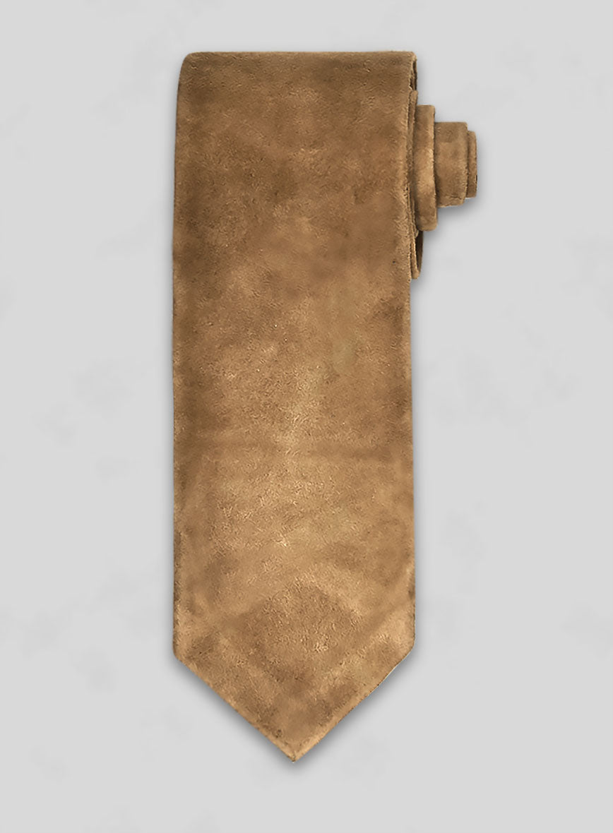 Light Brown Suede Leather Tie - StudioSuits