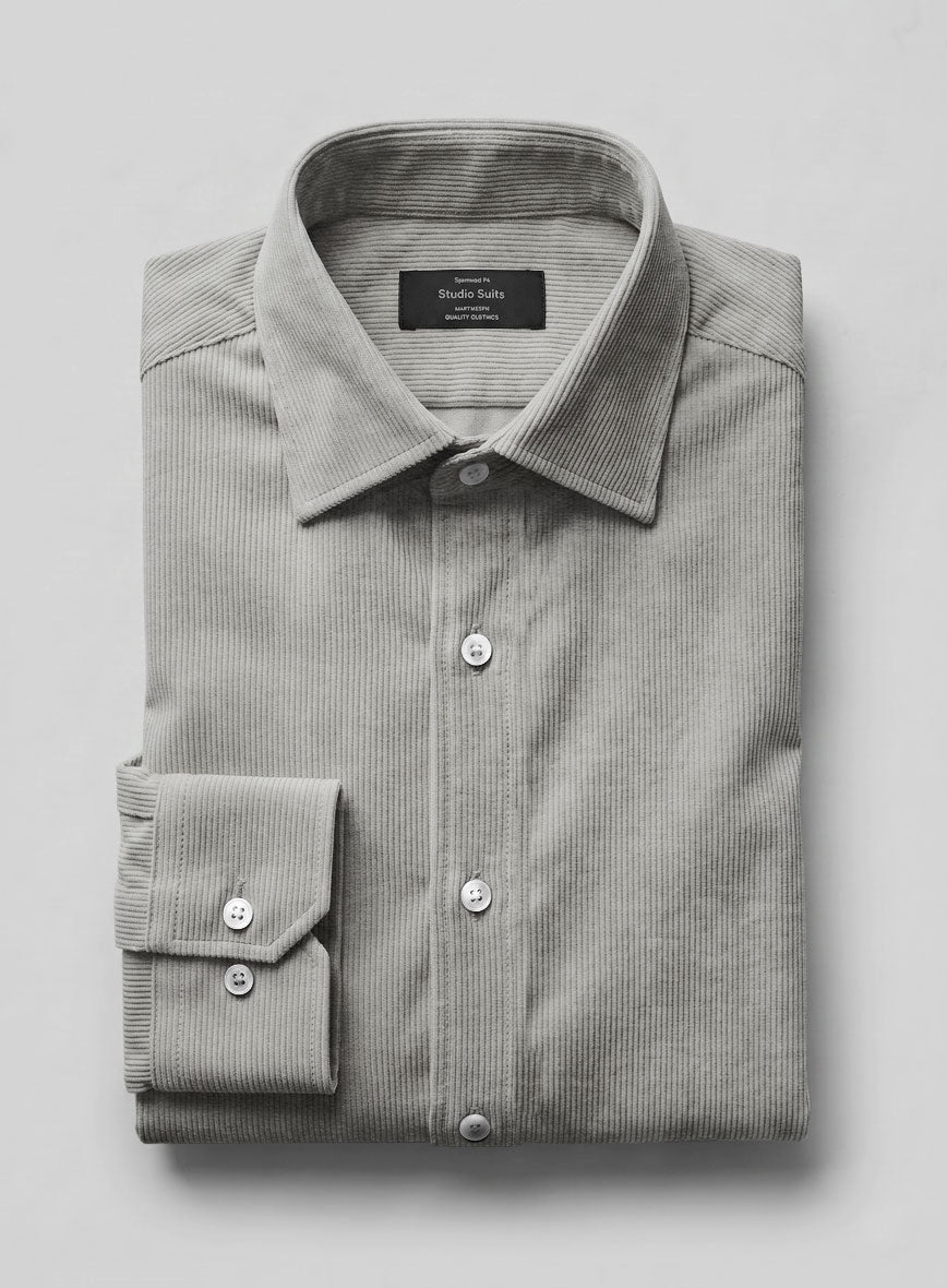 Light Gray Stretch Pin Corduroy Shirt - StudioSuits