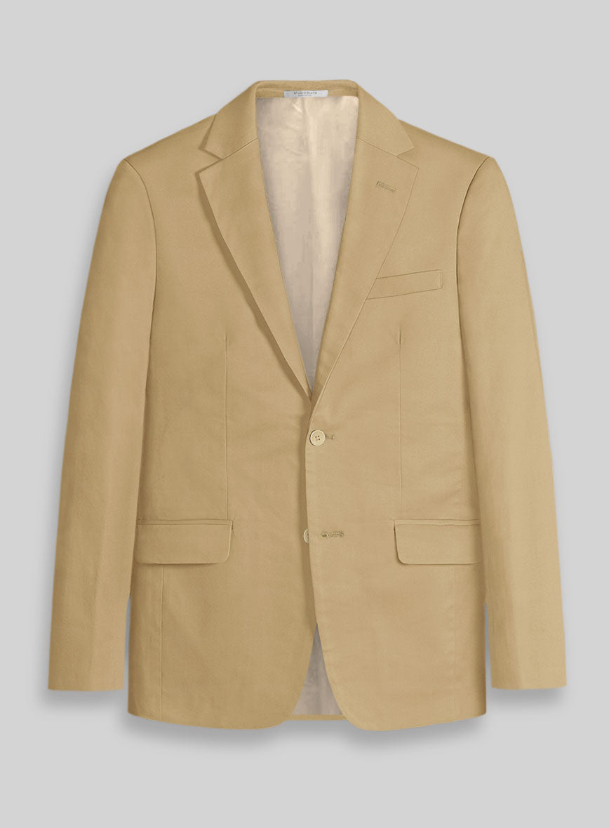 Light Khaki Napoli Stretch Lightweight Cotton Jacket - StudioSuits