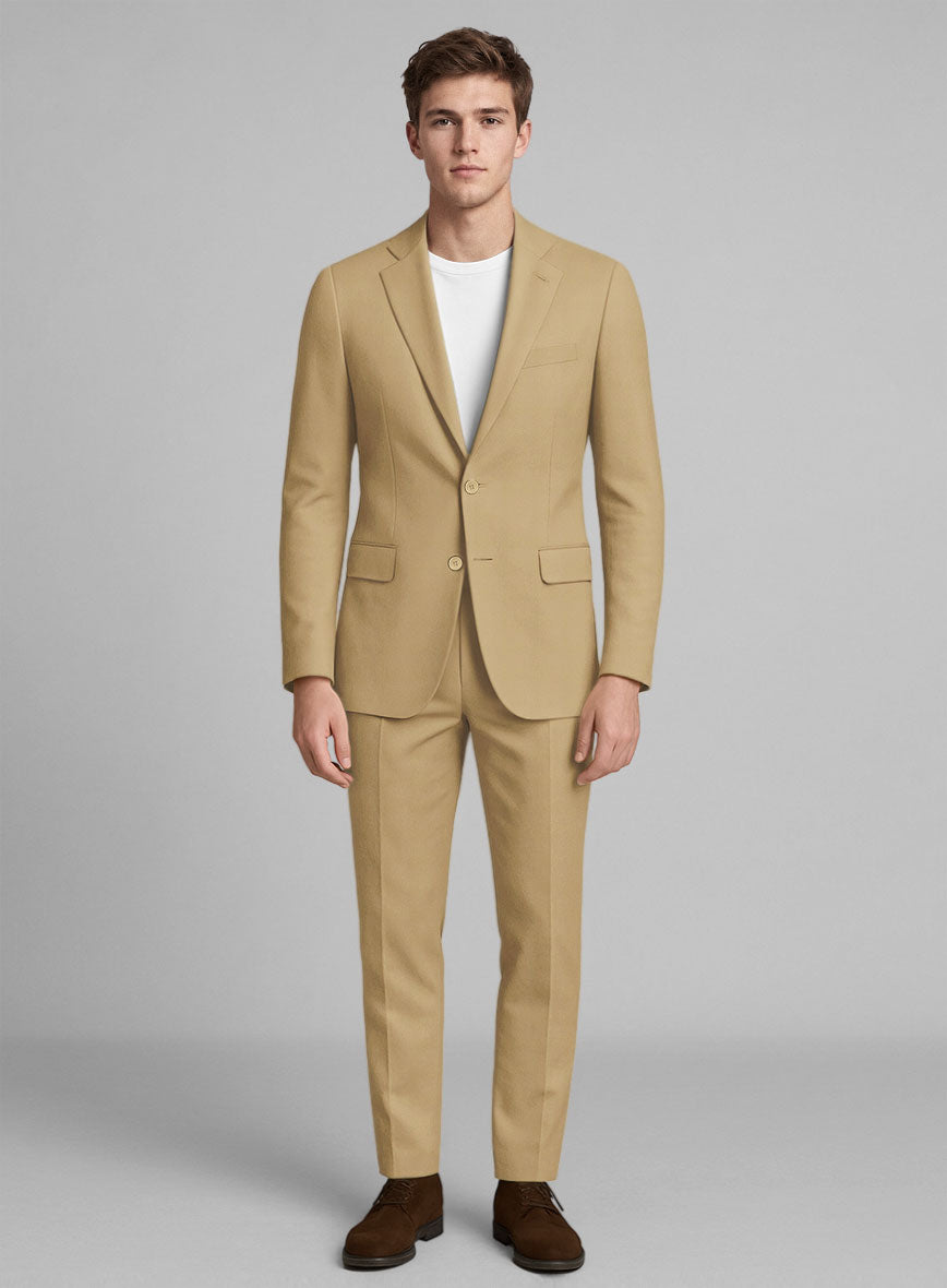 Light Khaki Napoli Stretch Lightweight Cotton Suit - StudioSuits