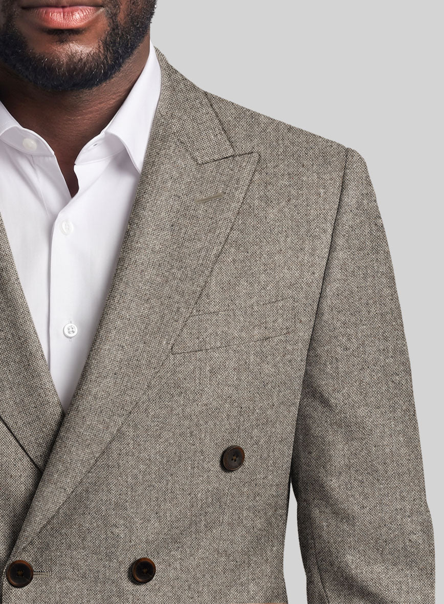 Light Weight Brown Tweed Double Breasted Suit - StudioSuits