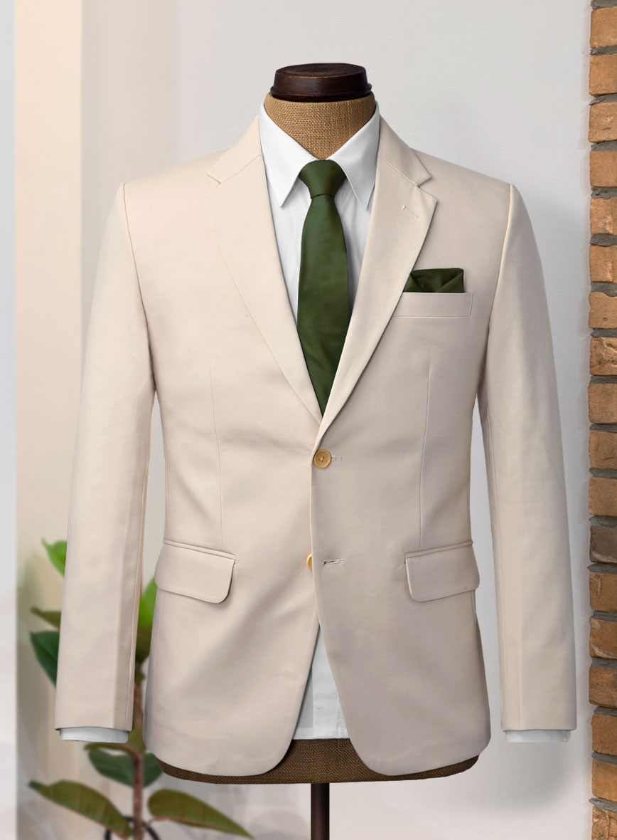 Light Beige Feather Cotton Canvas Stretch Suit II - StudioSuits
