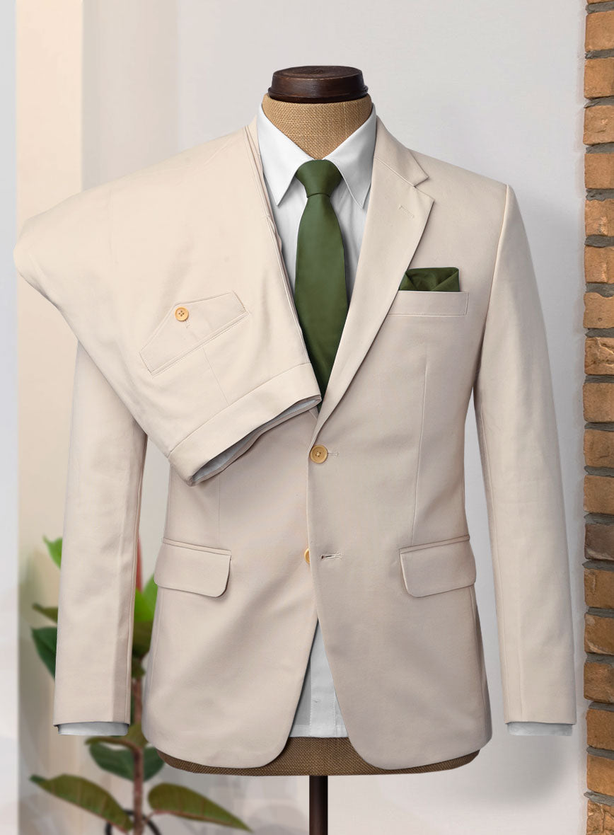 Light Beige Feather Cotton Canvas Stretch Suit II - StudioSuits