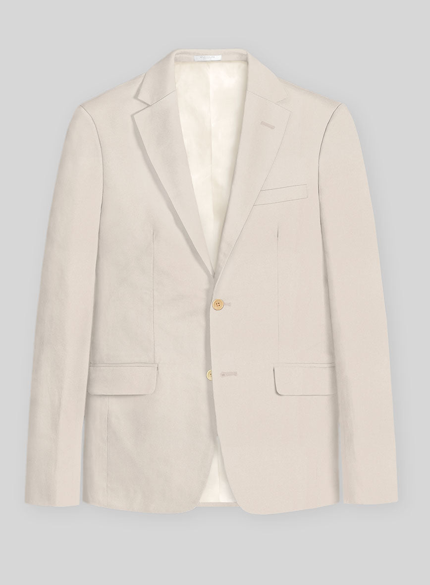 Light Beige Feather Cotton Canvas Stretch Suit - StudioSuits
