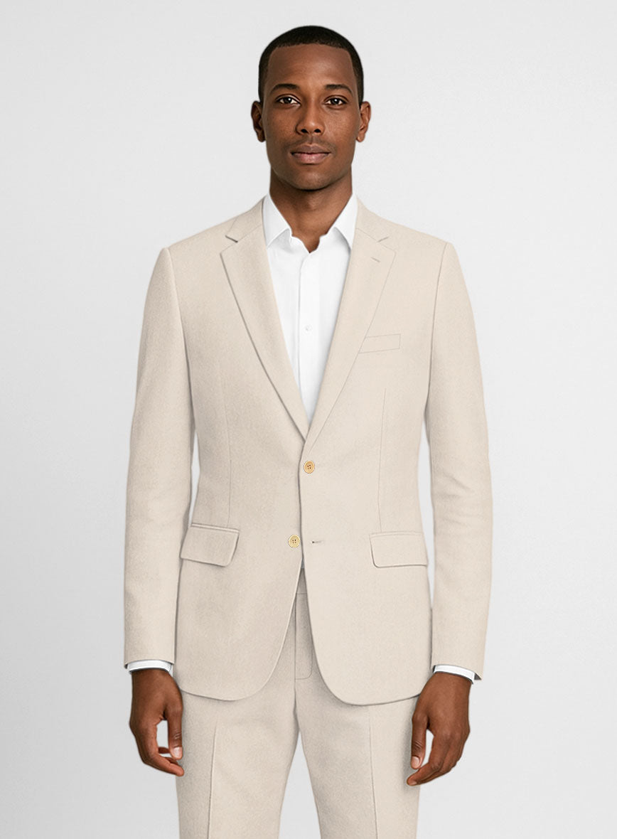 Light Beige Feather Cotton Canvas Stretch Suit - StudioSuits