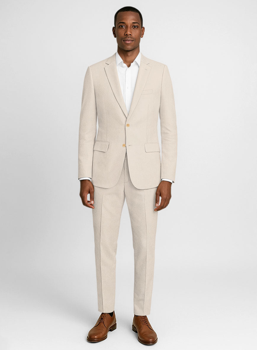 Light Beige Feather Cotton Canvas Stretch Suit - StudioSuits