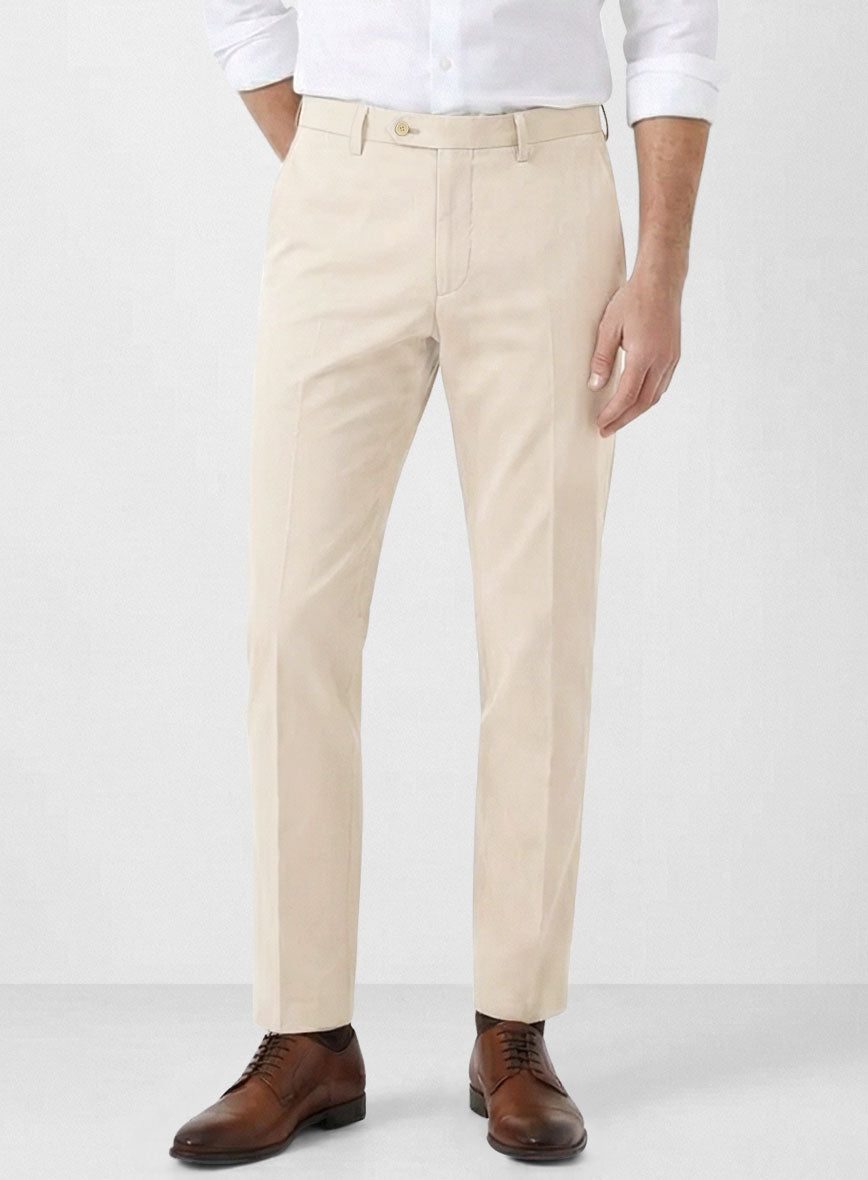 Light Beige Stretch Chino Pants - StudioSuits