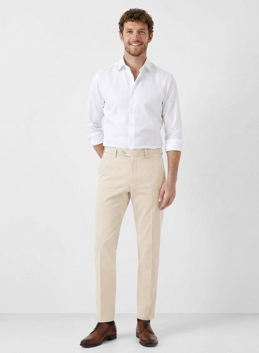 Light Beige Stretch Chino Pants - StudioSuits