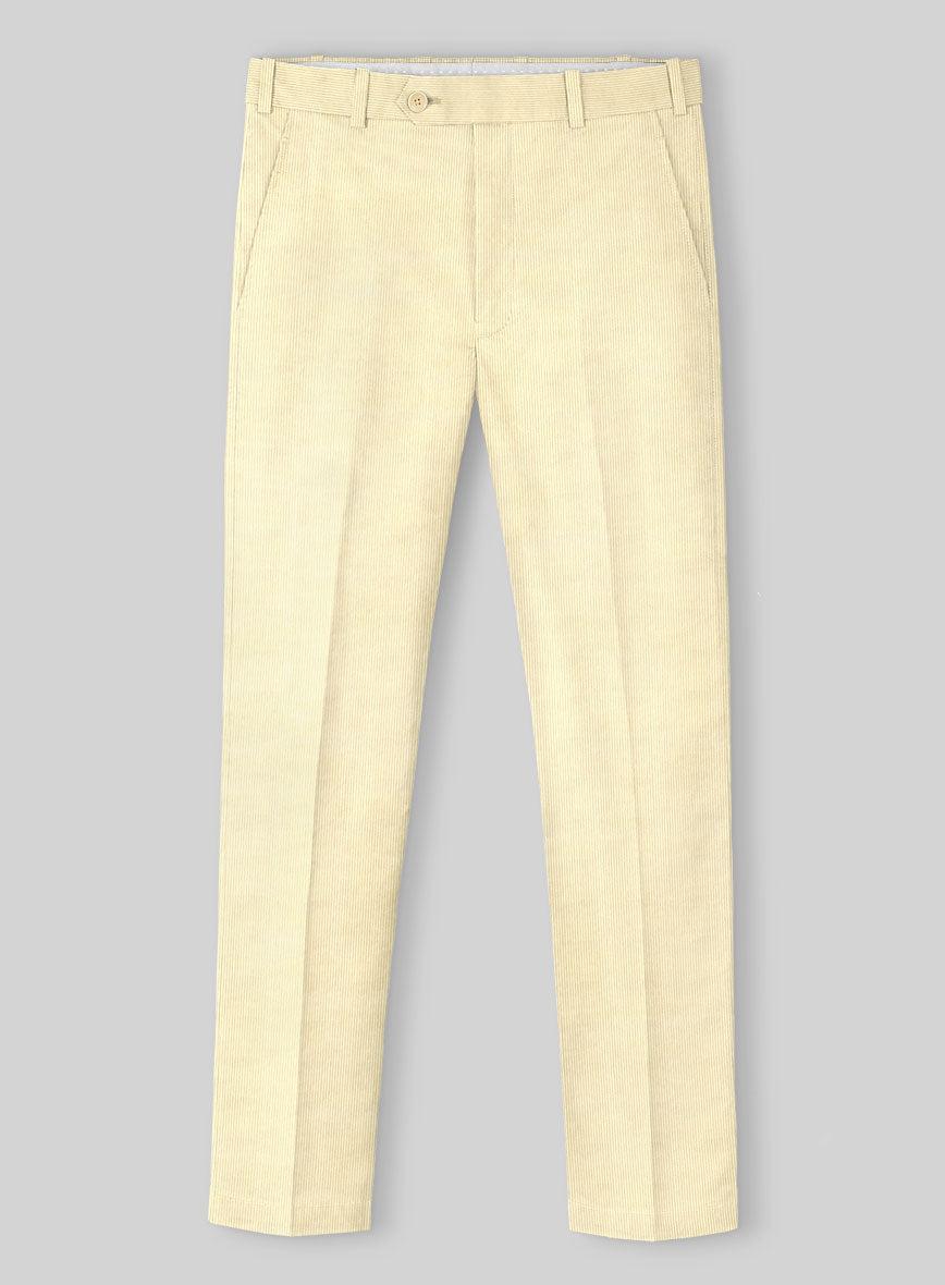 Light Beige Stretch Pin Corduroy Pants - StudioSuits