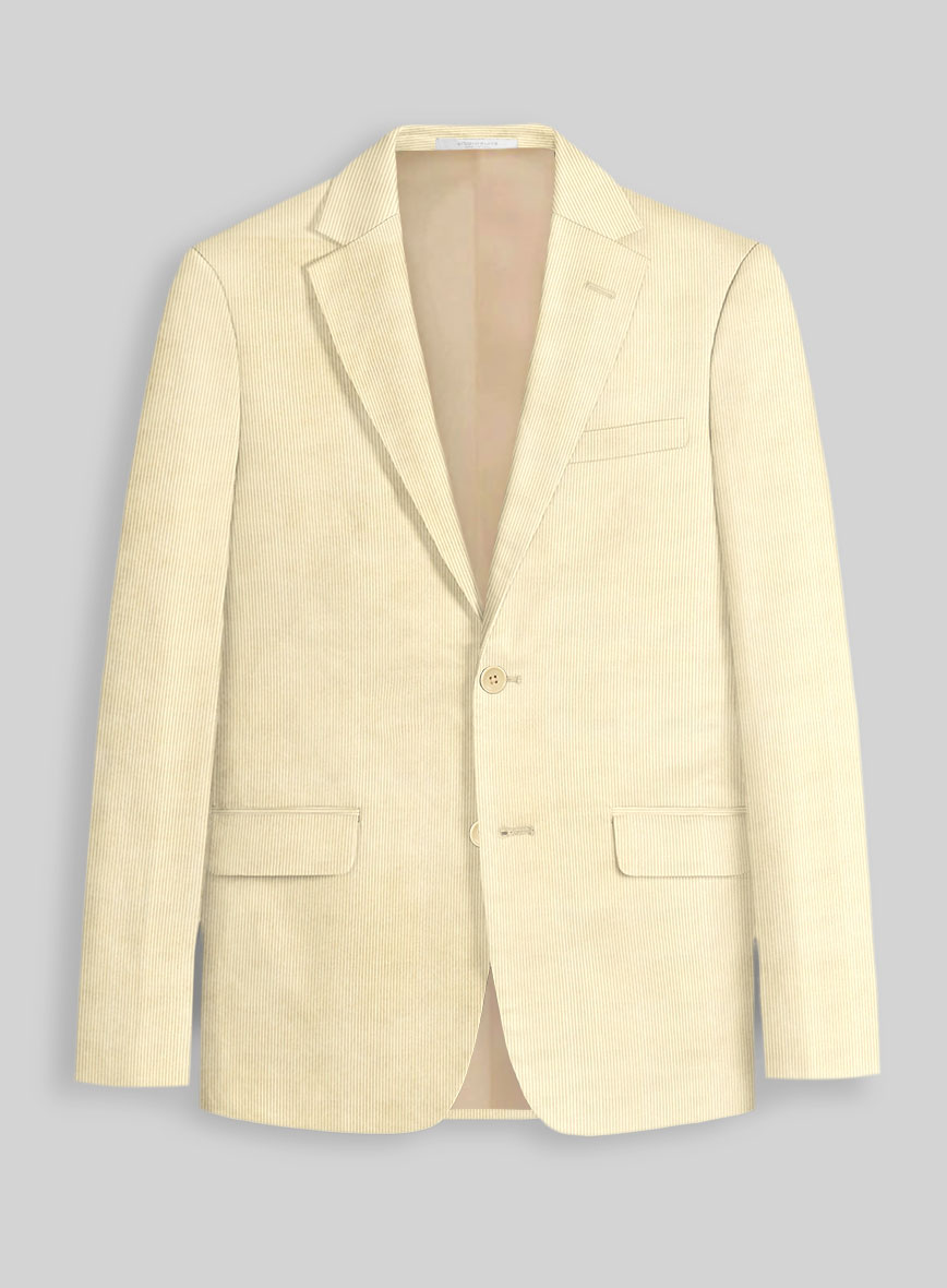Light Beige Stretch Pin Corduroy Suit - StudioSuits