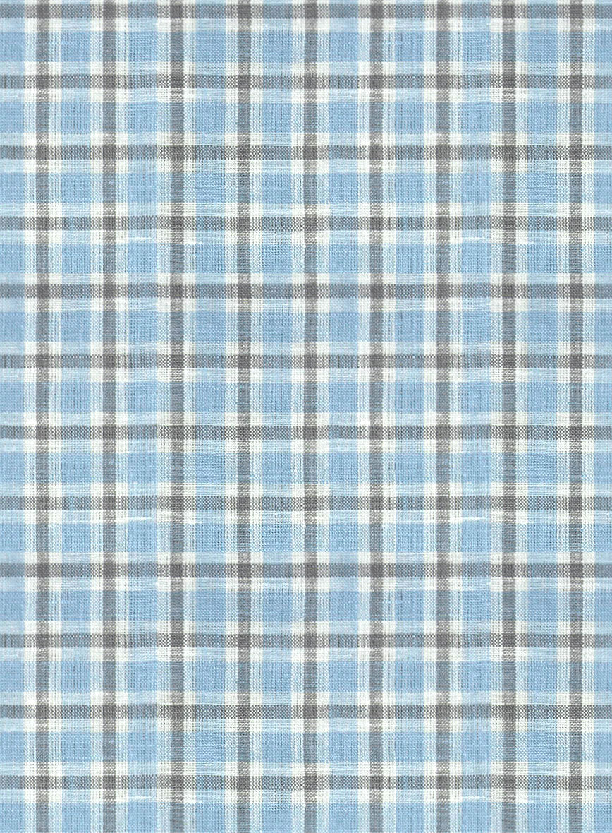 Light Blue Checks Linen Shirt - StudioSuits