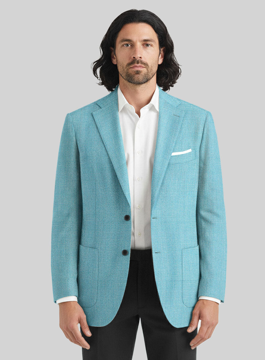 Light Blue Hopsack Unlined Blazer - StudioSuits