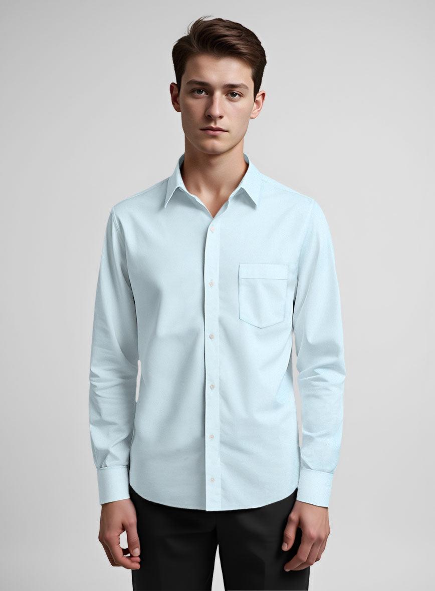 Light Blue Stretch Poplene Shirt - StudioSuits