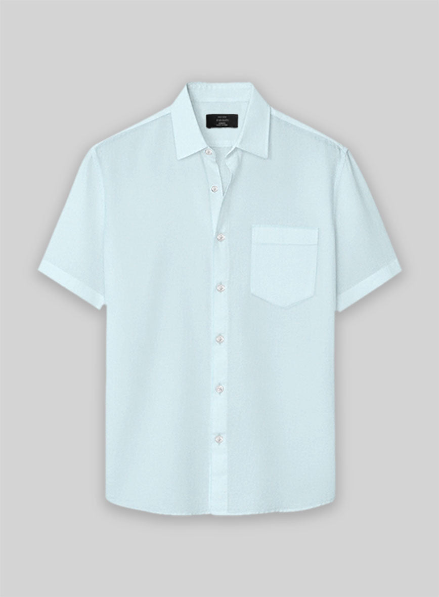 Light Blue Stretch Poplene Shirt - StudioSuits