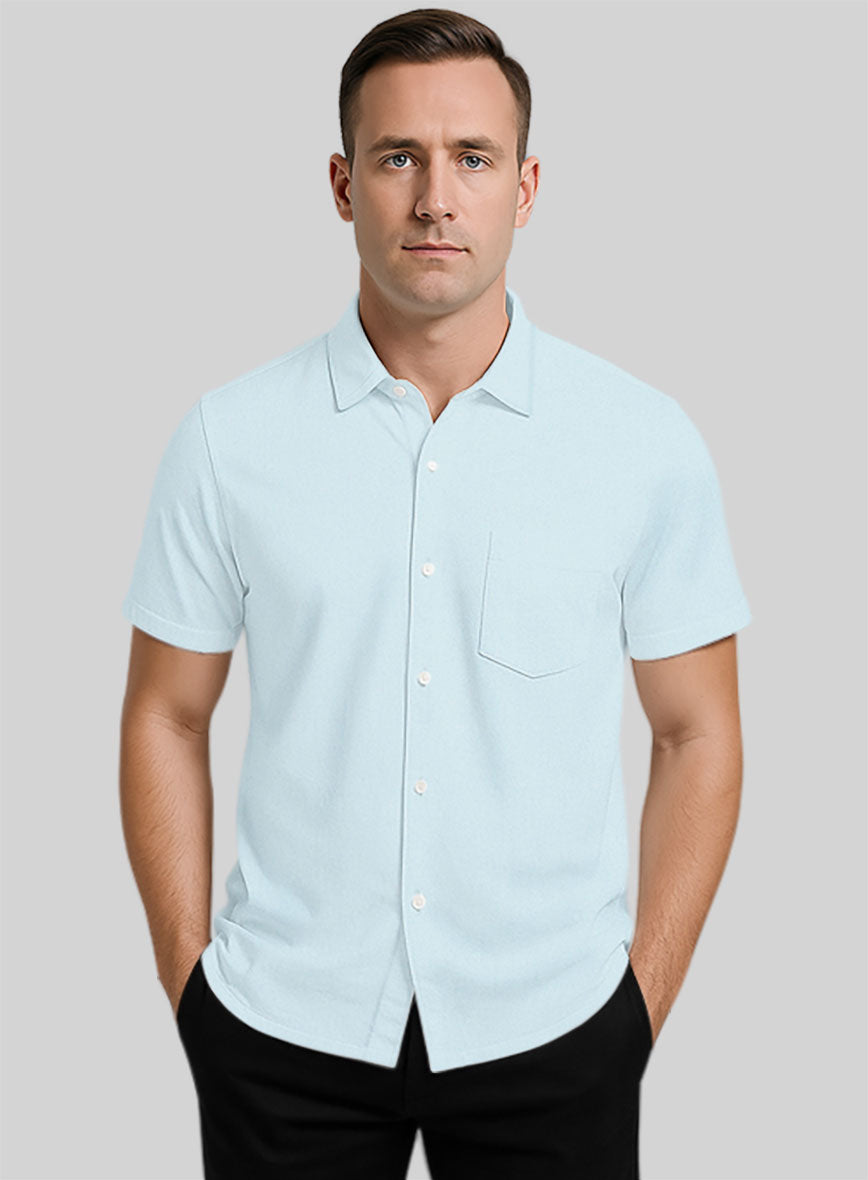 Light Blue Stretch Poplene Shirt - StudioSuits
