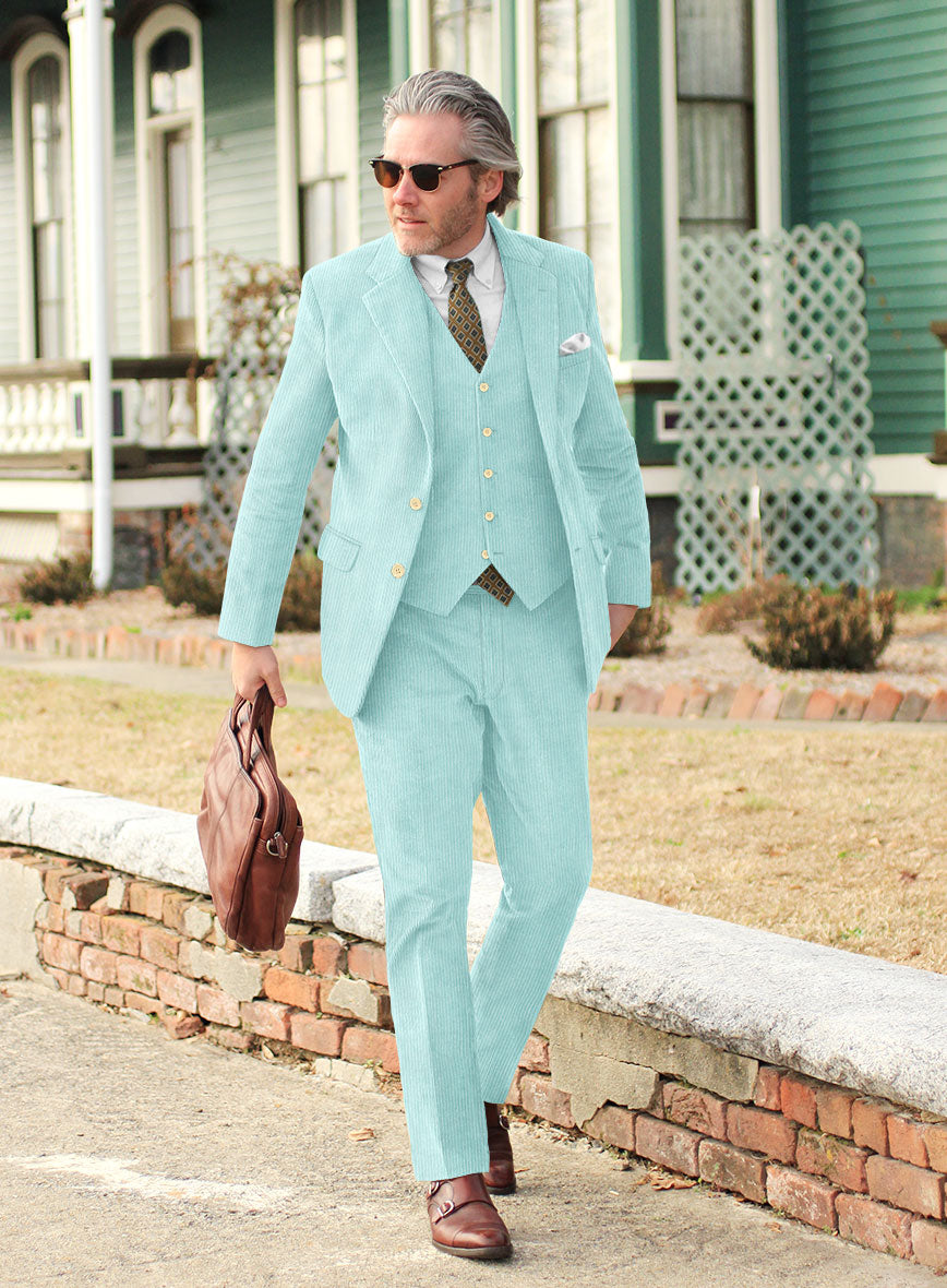 Light Blue Thick Corduroy Suit - StudioSuits