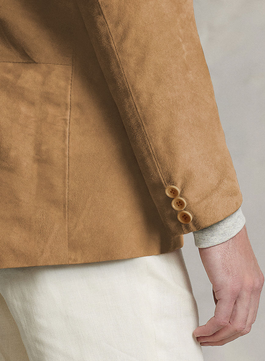 Light Brown Suede Leather Blazer - StudioSuits