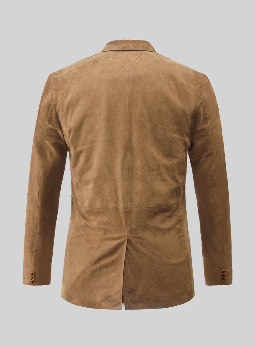 Light Brown Suede Leather Blazer - StudioSuits