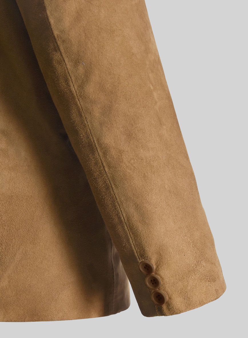 Light Brown Suede Leather Blazer - StudioSuits