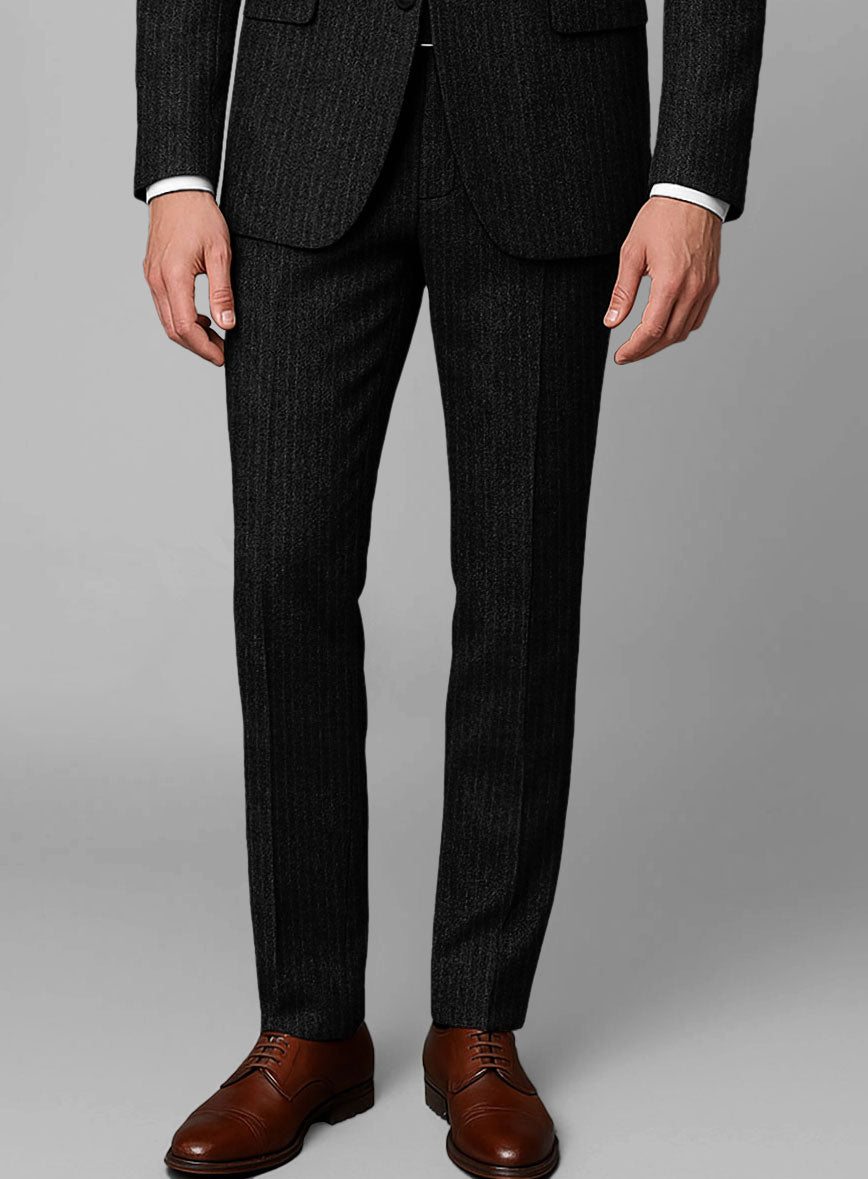 Light Weight Black Stripe Tweed Pants - StudioSuits