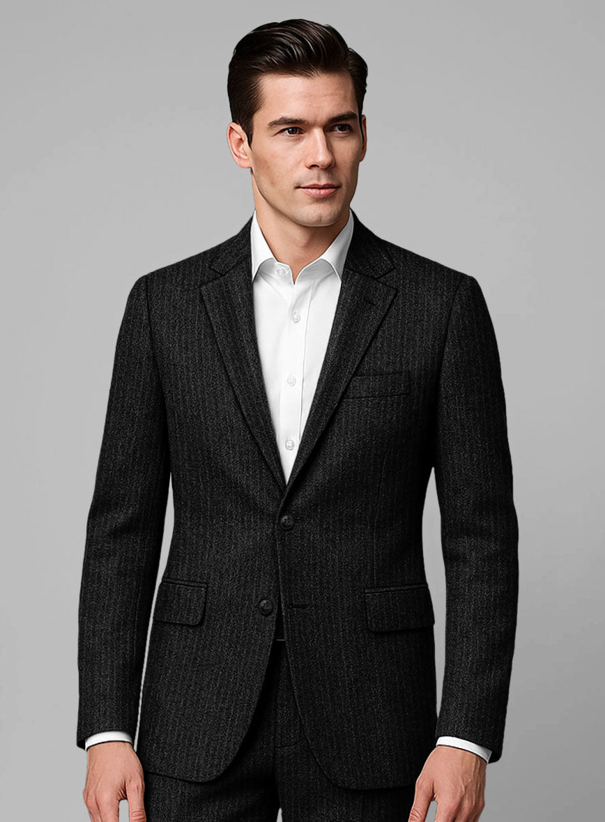 Light Weight Black Stripe Tweed Jacket - StudioSuits