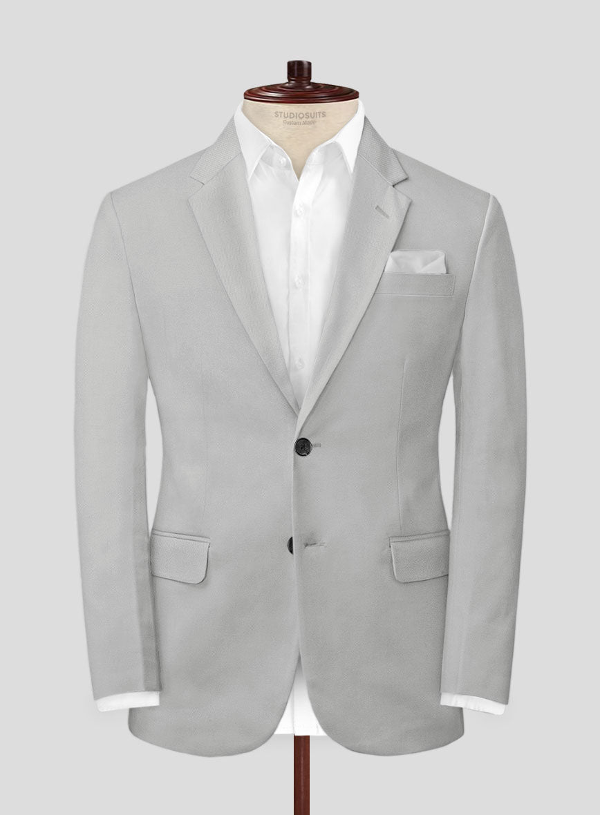 Light Gray Feather Cotton Canvas Stretch Jacket - StudioSuits
