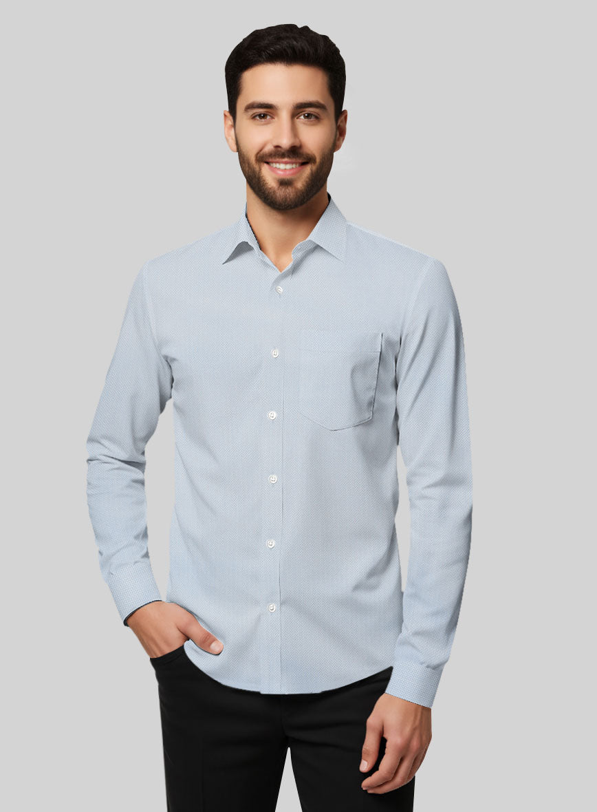 Light Gray Herringbone Cotton Shirt - StudioSuits