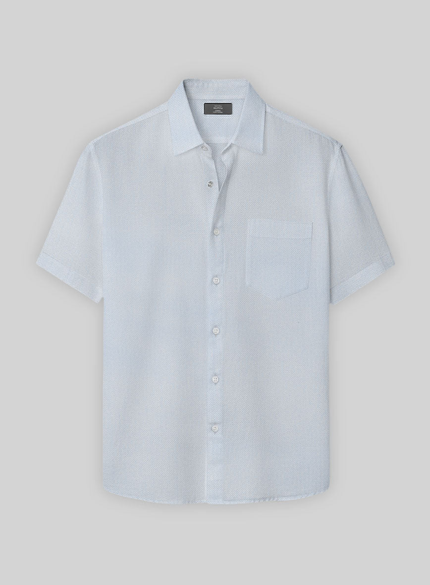 Light Gray Herringbone Cotton Shirt - StudioSuits