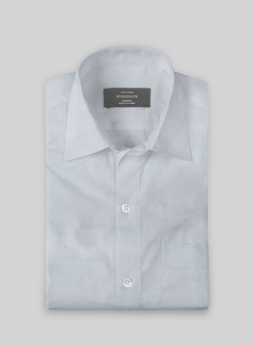 Light Gray Herringbone Cotton Shirt - StudioSuits