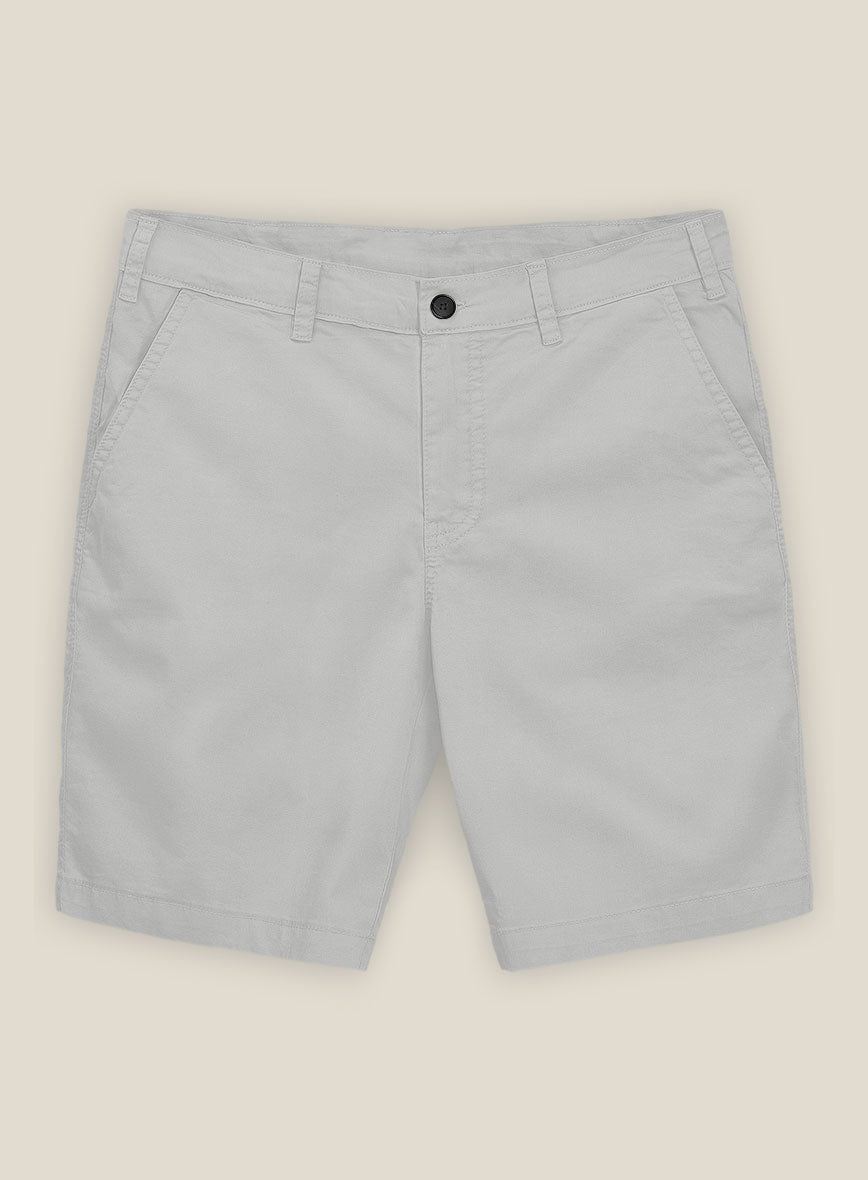 Light Gray Stretch Chino Shorts - StudioSuits