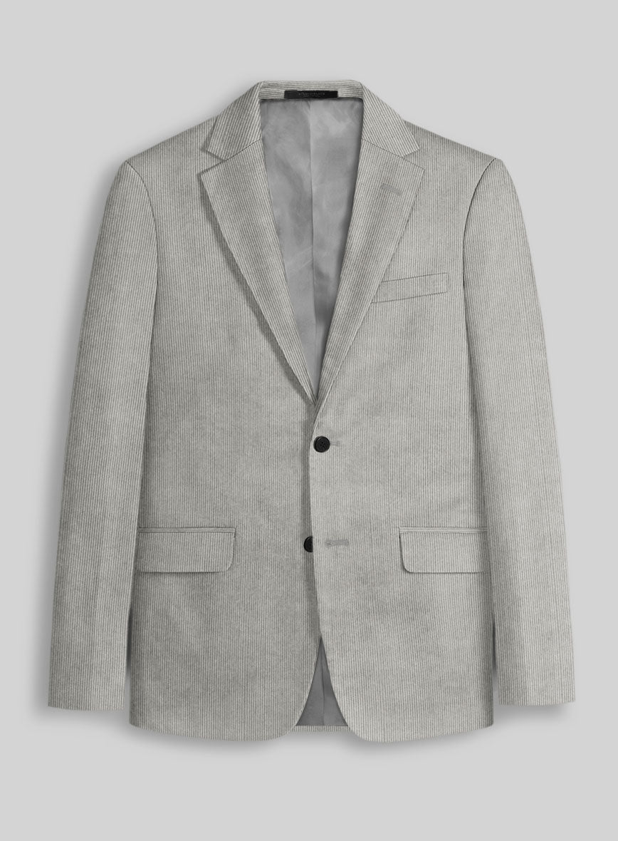 Light Gray Stretch Pin Corduroy Jacket - StudioSuits