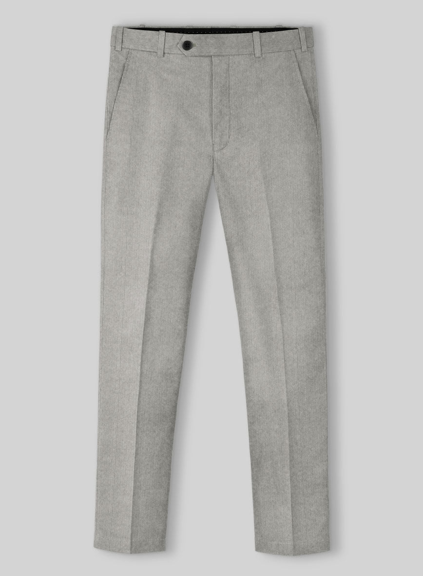 Light Gray Stretch Pin Corduroy Pants - StudioSuits