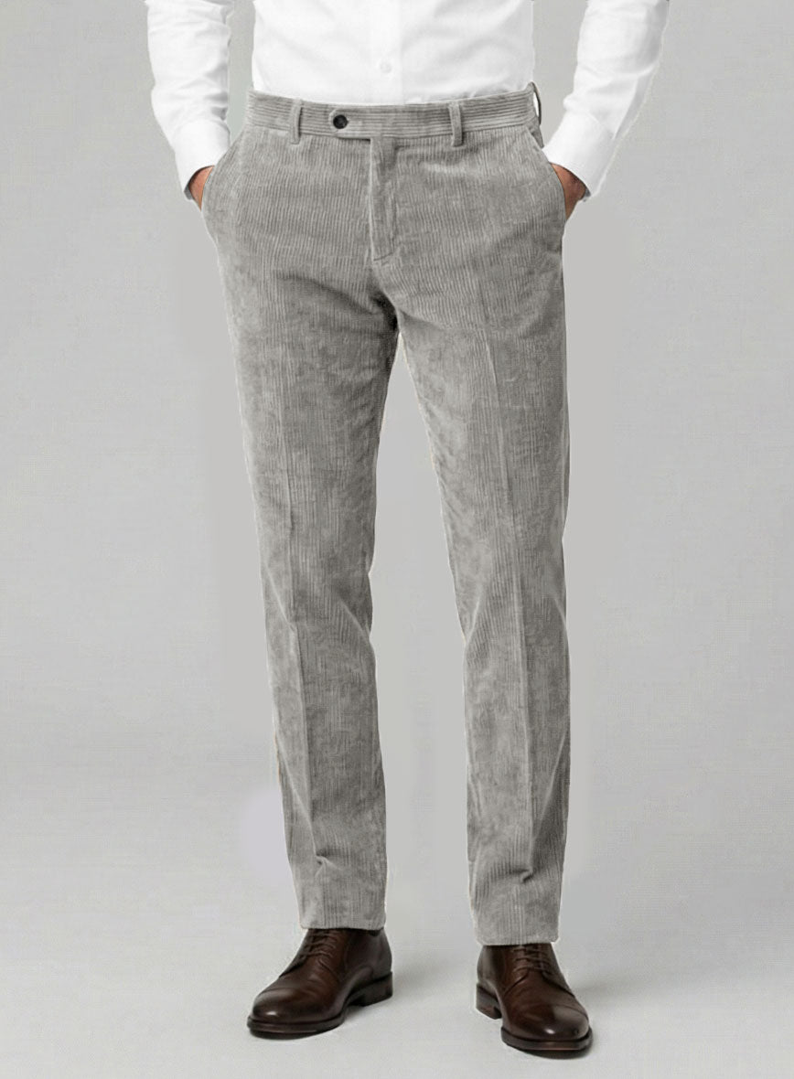 Light Gray Stretch Pin Corduroy Suit - StudioSuits