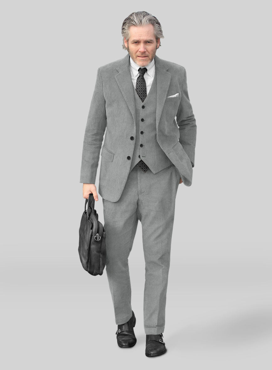 Light Gray Thick Corduroy Suit - StudioSuits