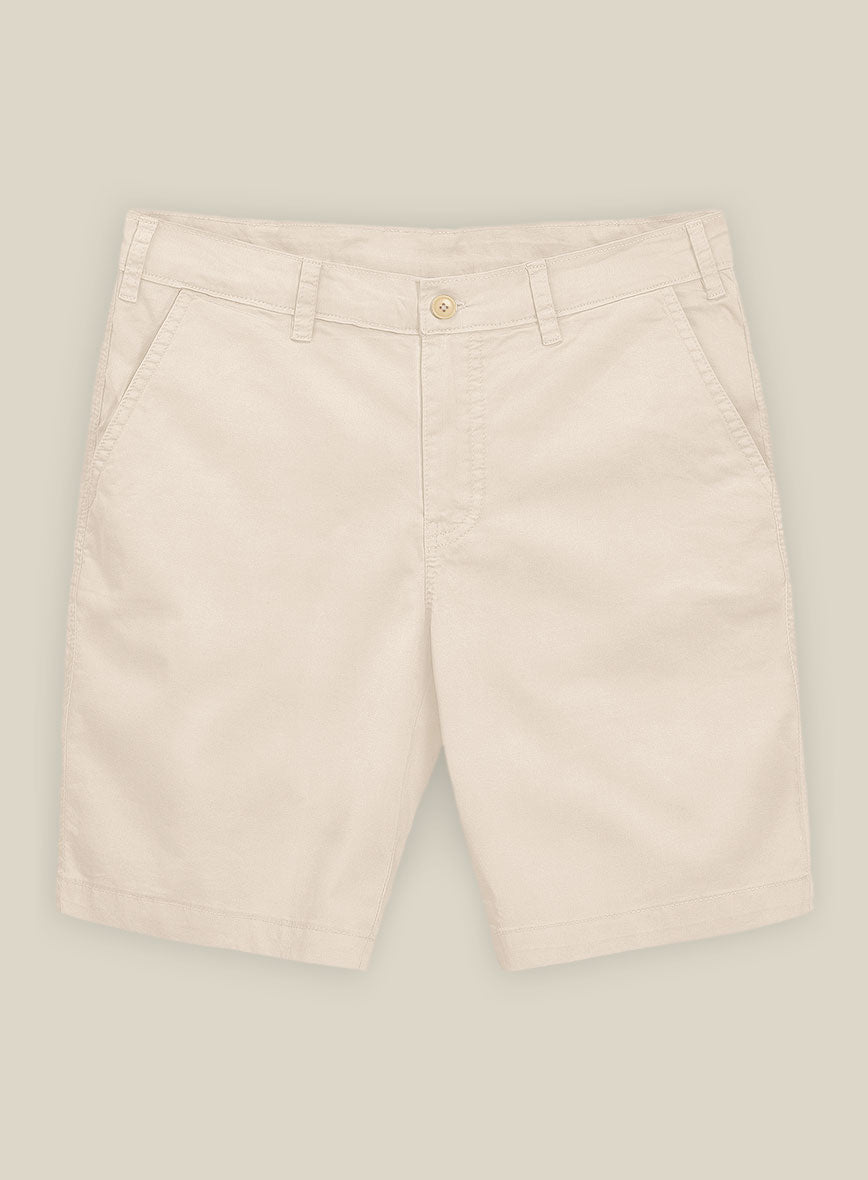 Light Khaki Stretch Chino Shorts - StudioSuits