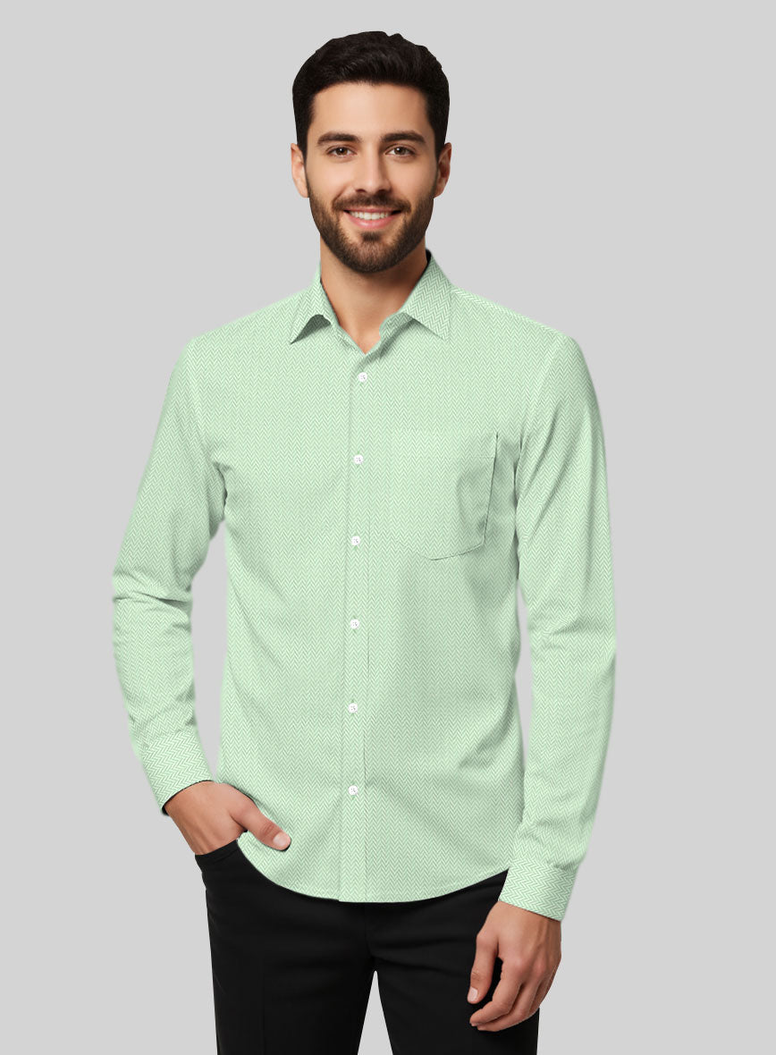 Light Sage Herringbone Cotton Shirt - StudioSuits