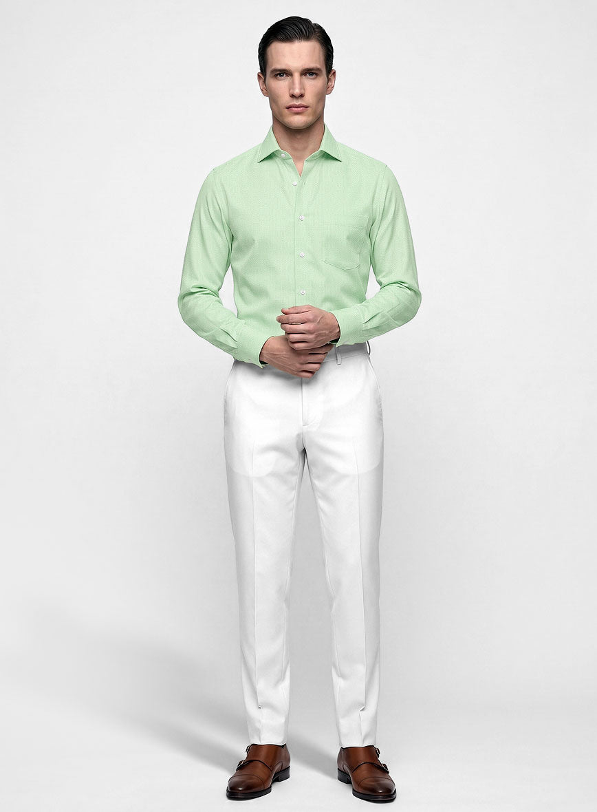 Light Sage Herringbone Cotton Shirt - StudioSuits