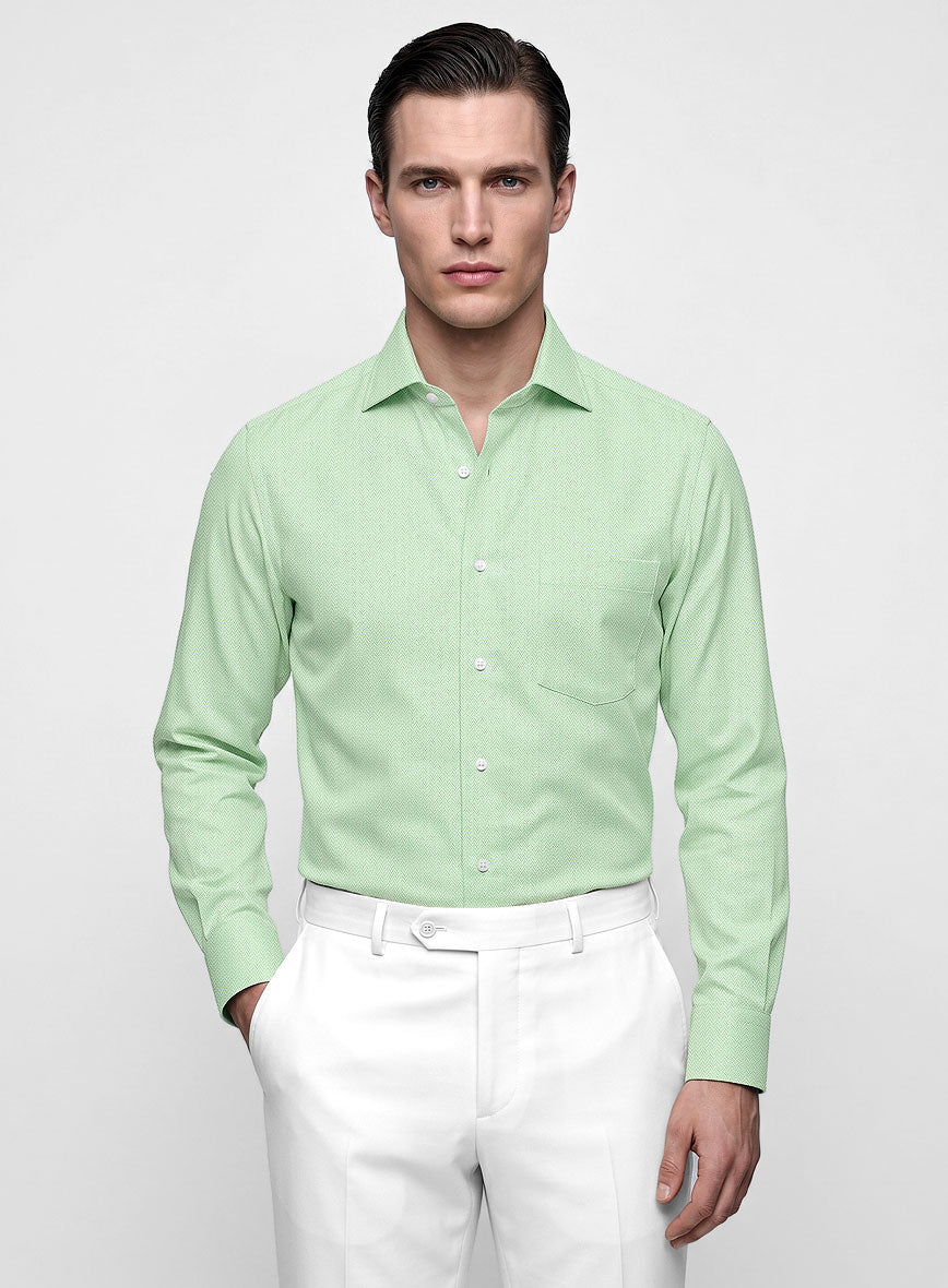 Light Sage Herringbone Cotton Shirt - StudioSuits