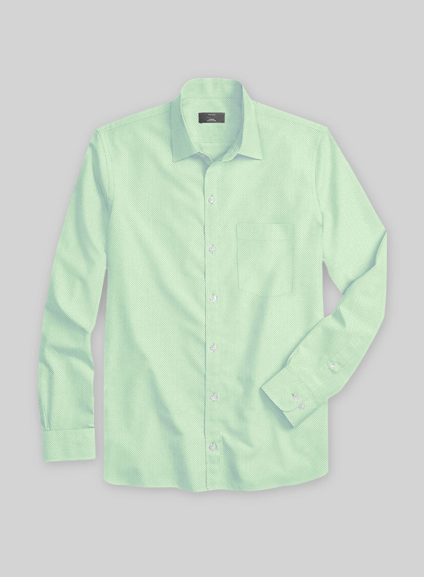 Light Sage Herringbone Cotton Shirt - StudioSuits