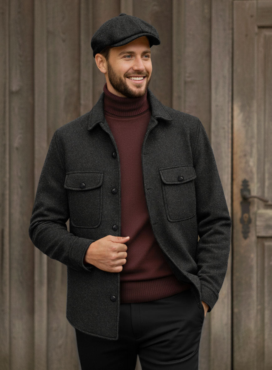 Nomad Light Weight Hamburg Charcoal Tweed Shirt - StudioSuits