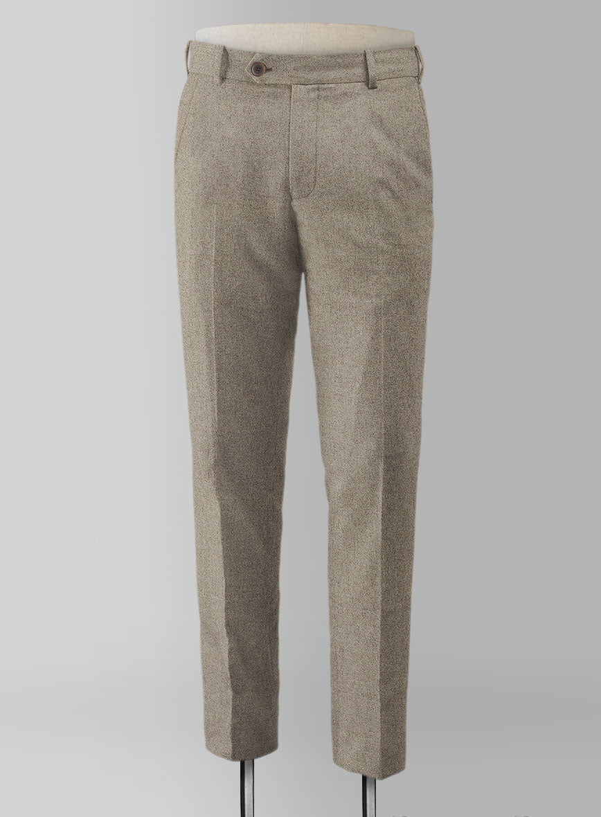 Light Weight Light Brown Tweed Pants - StudioSuits