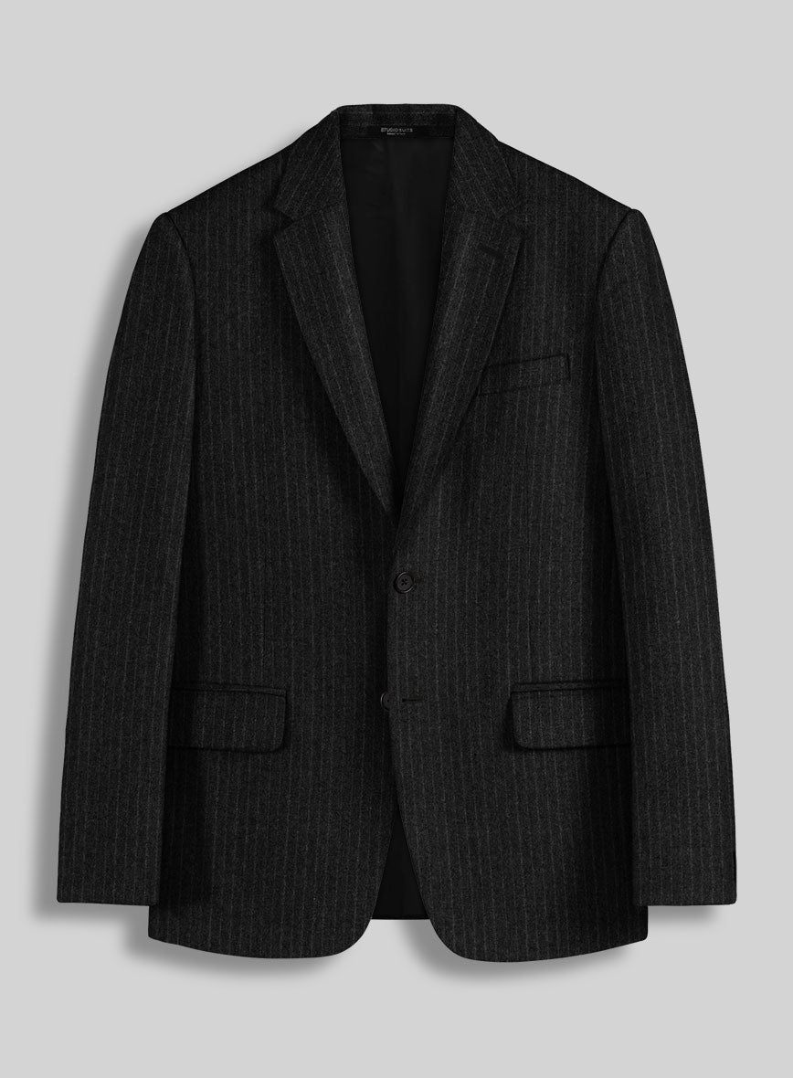 Light Weight Black Stripe Tweed Jacket - StudioSuits