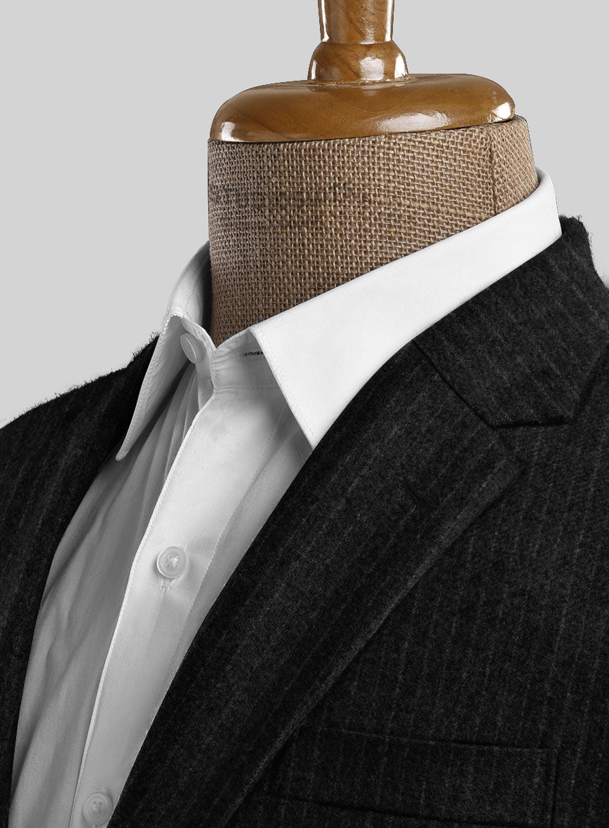 Light Weight Black Stripe Tweed Jacket - StudioSuits