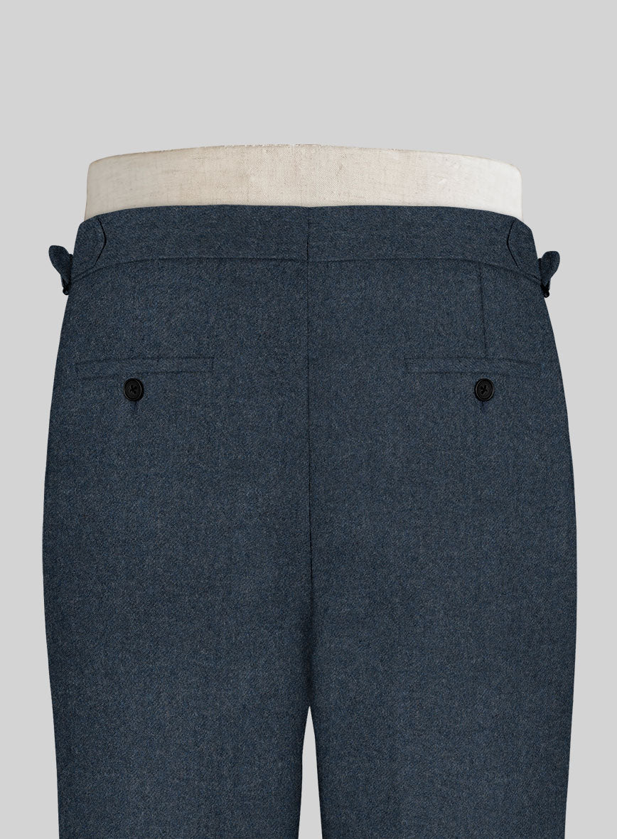 Light Weight Bond Blue Highland Tweed Trousers - StudioSuits