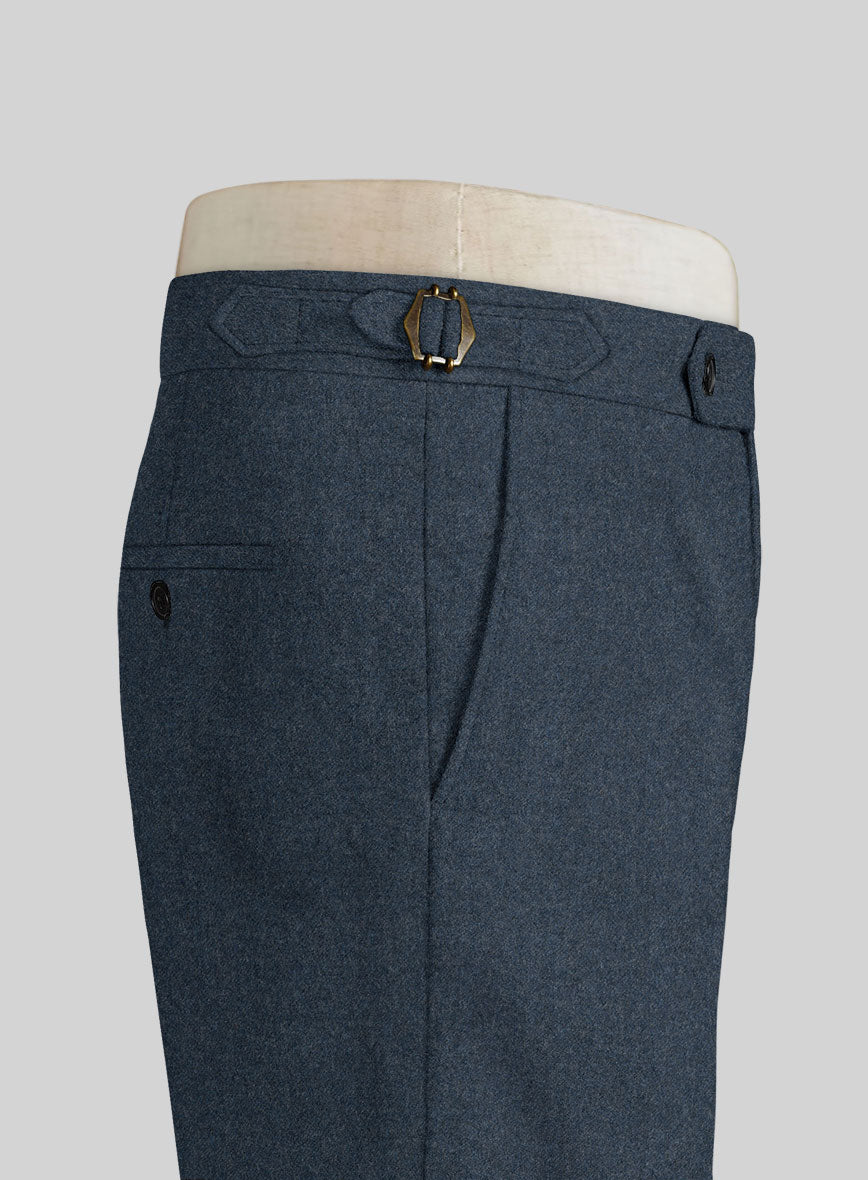 Light Weight Bond Blue Highland Tweed Trousers - StudioSuits