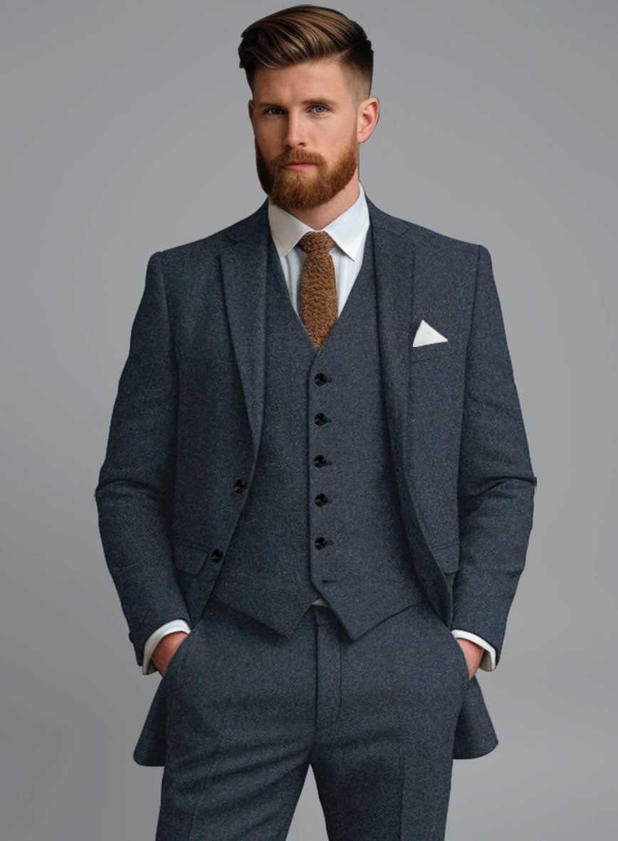 Light Weight Bond Blue Tweed Jacket - StudioSuits