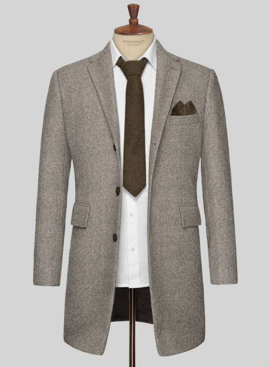 Light Weight Brown Tweed Overcoat - StudioSuits